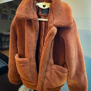 Elodie Teddy Jacket, zip up, XS, brown